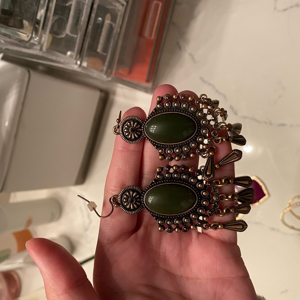 Green vintage earrings